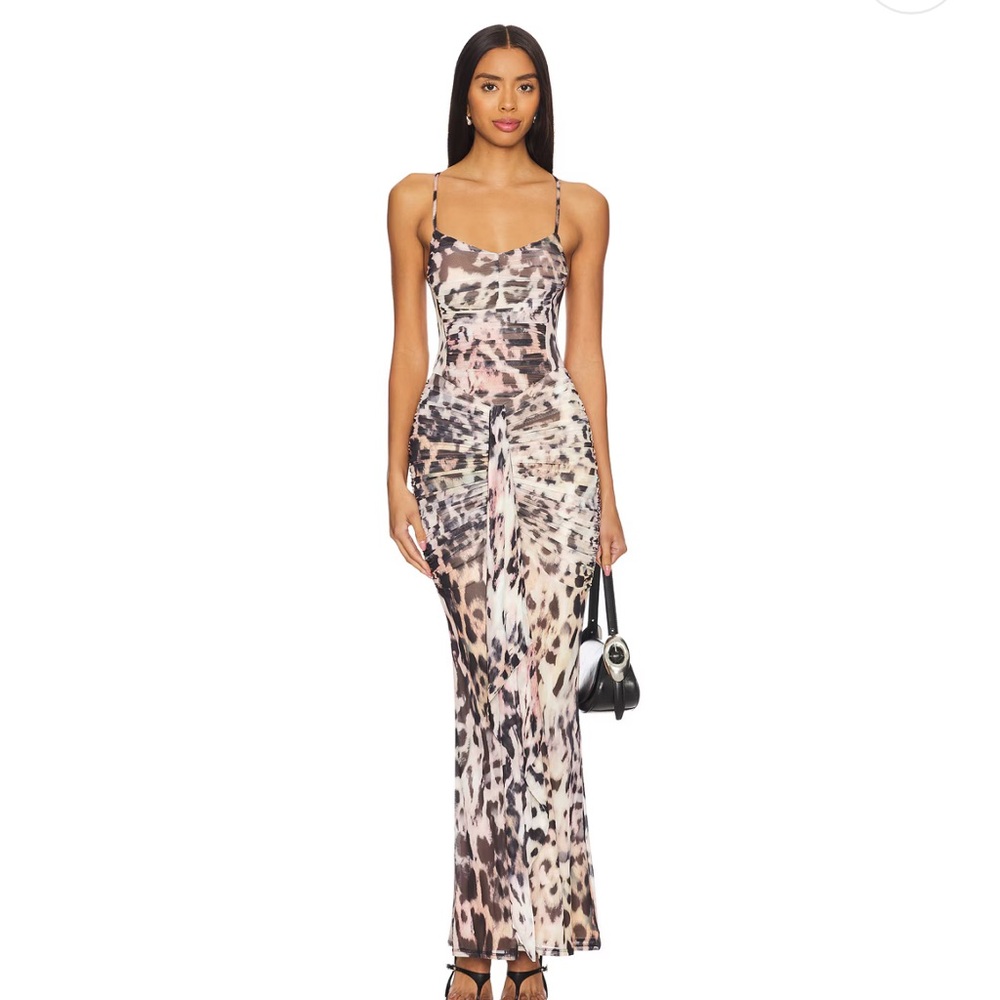 AFRM Animal Print Maxi Dress - Black, Brown, Cream